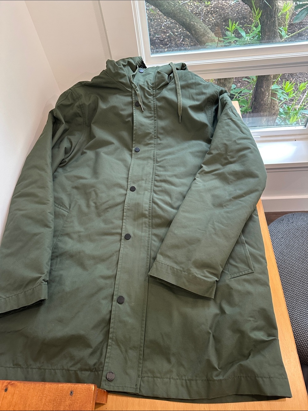 Men's Hooded Olive Green Raincoat – Classic Waterproof Parka